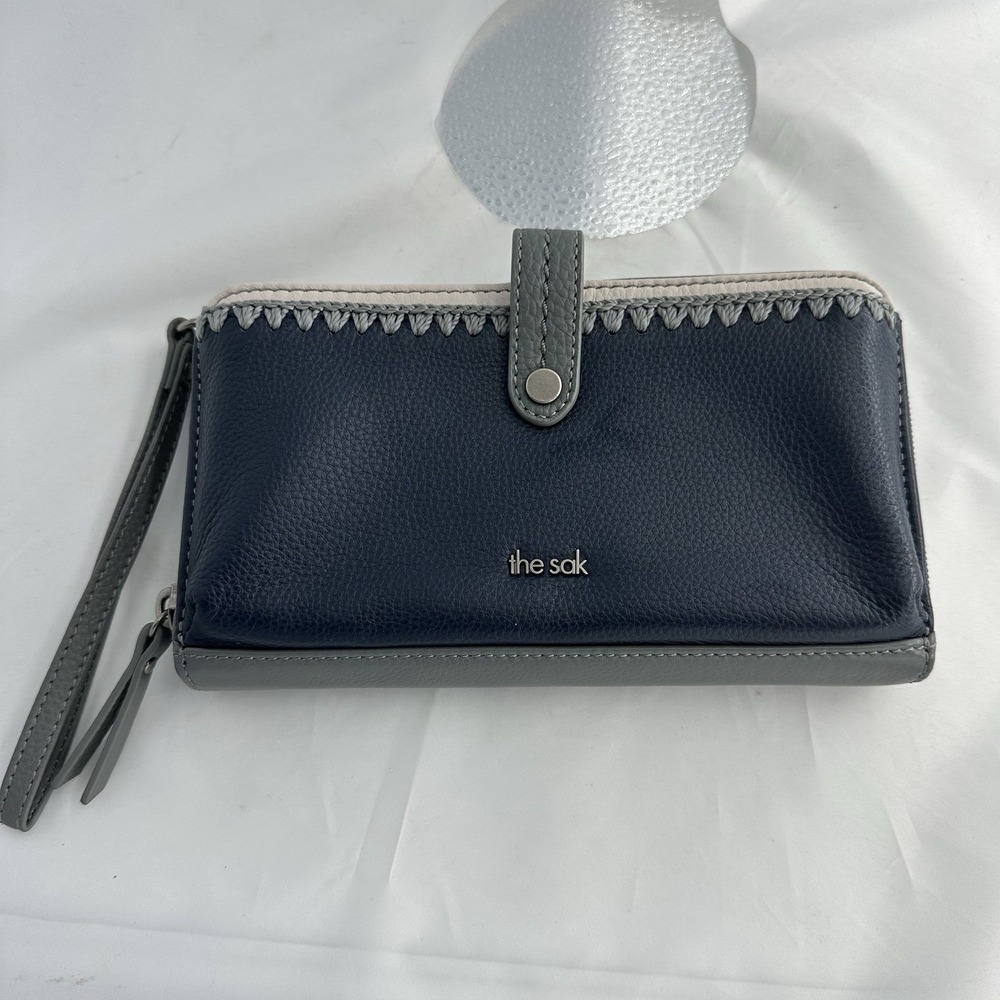 The Sak Iris Dusty Blue Large Smartphone Leather Wallet Boho